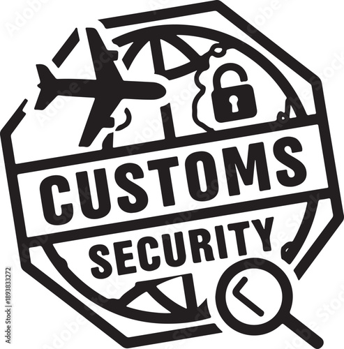 Customs Inspection Travel Security Stamp Icon
Passport Check and Border Control Symbol
Travel Security Customs Approval Emblem