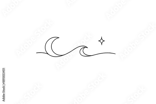 Minimal tattoo design. Minimalistic one-line drawing small symbolic shape designed for tattoo placement with