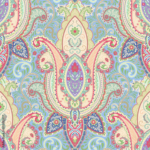 Bright Pastel Paisley Floral Ornament Print