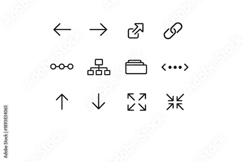Website navigation icons. Line outline icon set of Website navigation icons: back arrow, forward arrow,