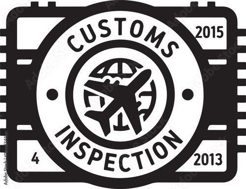 Customs Inspection Travel Security Stamp Icon
Passport Check and Border Control Symbol
Travel Security Customs Approval Emblem