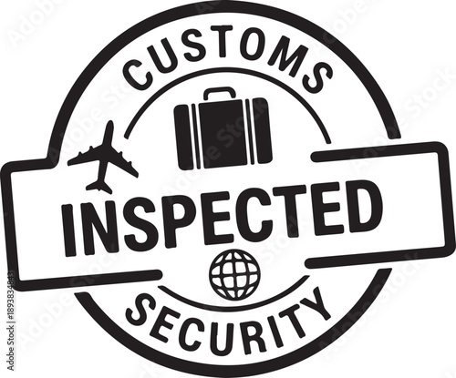 Customs Inspection Travel Security Stamp Icon
Passport Check and Border Control Symbol
Travel Security Customs Approval Emblem