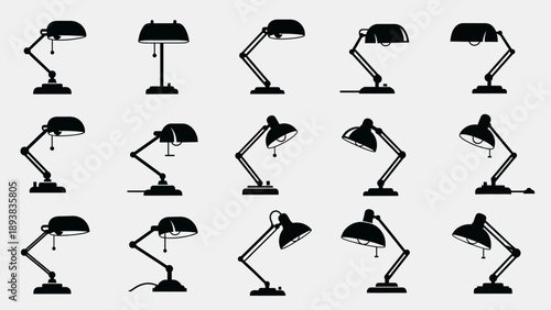 Collection of desk lamps in various positions 3.