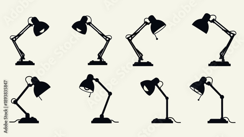 Collection of desk lamps in various positions 9.