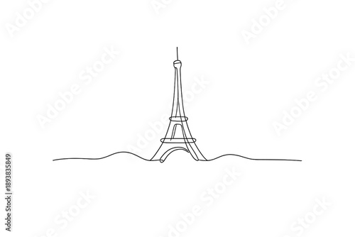 "Famous landmark illustration: architectural icon". Minimalistic one-line drawing of a globally recognized
