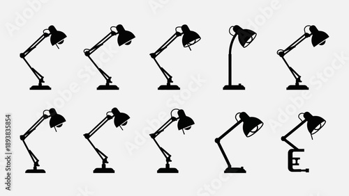 Collection of desk lamps in various positions 12.