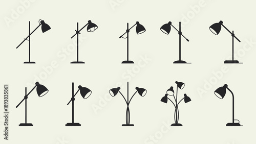 Collection of desk lamps in various positions 10.