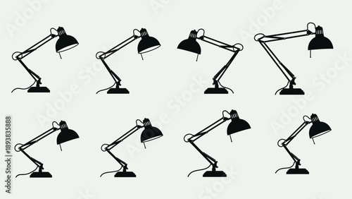 Collection of desk lamps in various positions 14.