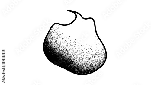 Simple black and white illustration of a pear