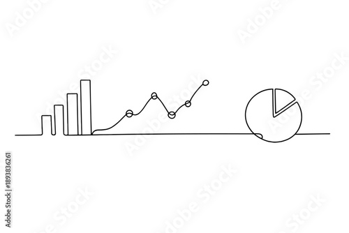 Minimalist Analytics Dashboard. "Business analytics overview". Minimalistic one-line drawing dashboard