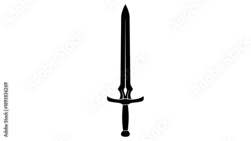 Medieval sword silhouette on white background