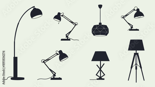 Collection of various desk lamps 8.