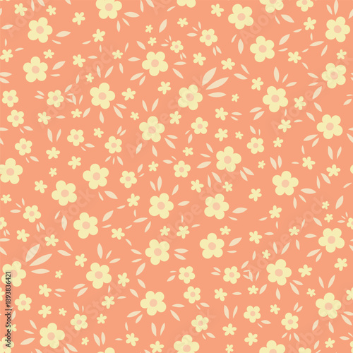 Peach Mini Floral Daisy Scatter Print
