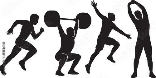 Body Builders black and white vectors with transparent background 