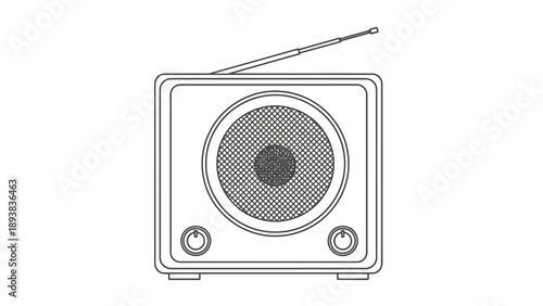 Vintage style radio illustration with antenna