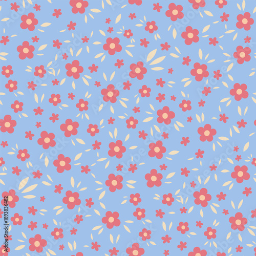 Blue Ditsy Floral Daisy Scatter Print