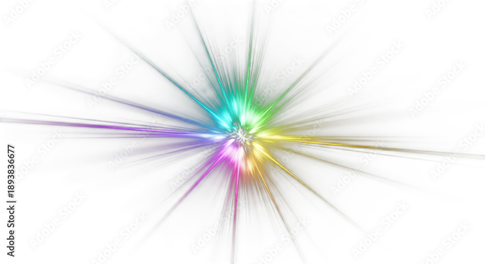 Obraz premium Vibrant starburst effect, colorful explosion on transparent background
