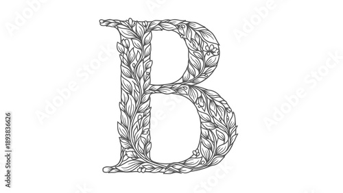 Beautiful floral alphabet letter b illustration