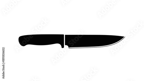 Sharp kitchen knife silhouette on white background