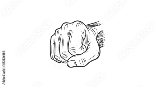 Clenched fist illustration on white background