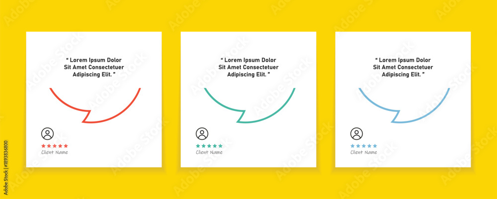 Naklejka premium Minimal quote frames blank templates set. Citation empty speech bubbles, quote bubbles, Text in brackets. Textbox isolated on a color background. Vector illustration