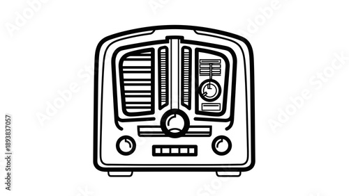 Vintage radio illustration on white background