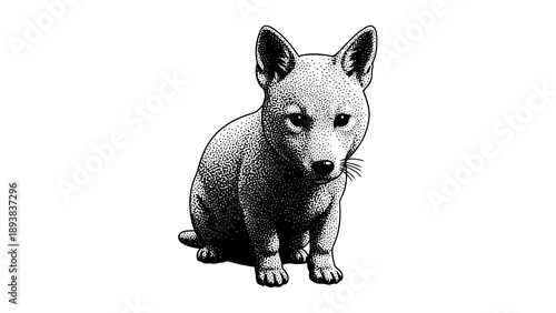 Adorable australian cattle dog puppy sitting alone