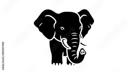 Simple black elephant illustration on white background
