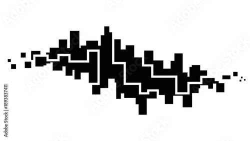 Black pixelated shape on white background