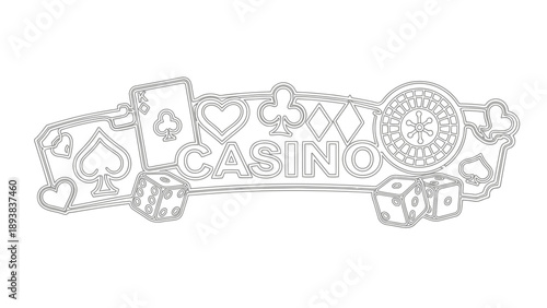 Casino theme illustration with playing cards and dice