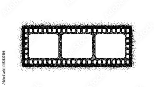 Film strip with three frames on white background