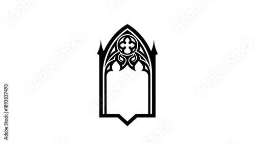 Gothic style archway with cross symbol
