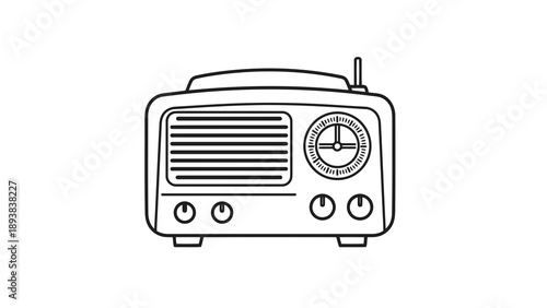 Vintage radio illustration on white background