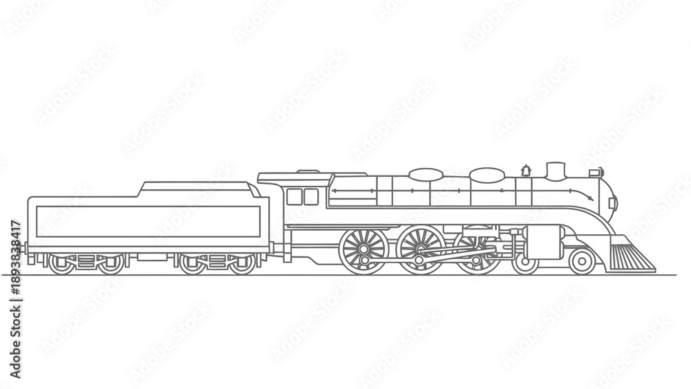 Obraz premium Vintage train engine illustration on white background