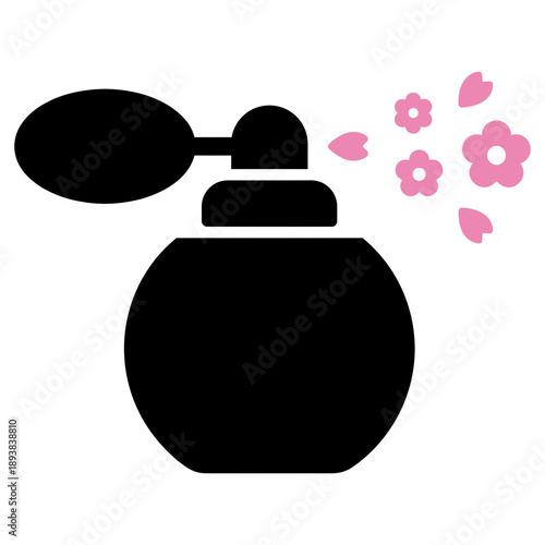 Perfume spray bottle icon pink flowers fragrance beauty symbol