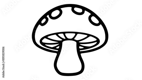 Simple line drawing of a mushroom with spots on the cap