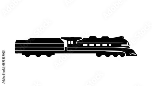Black silhouette of a train on white background