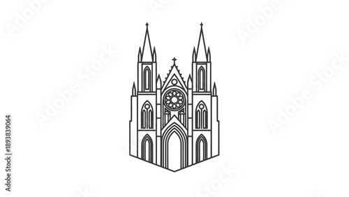 Gothic church architecture line art