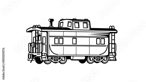 Vintage train caboose illustration