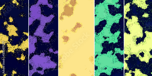 Abstract colorful pattern with vertical bands of mottled textures