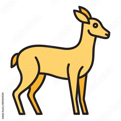 Chamois vector illustration with simple thin outline, mountain goat antelope art