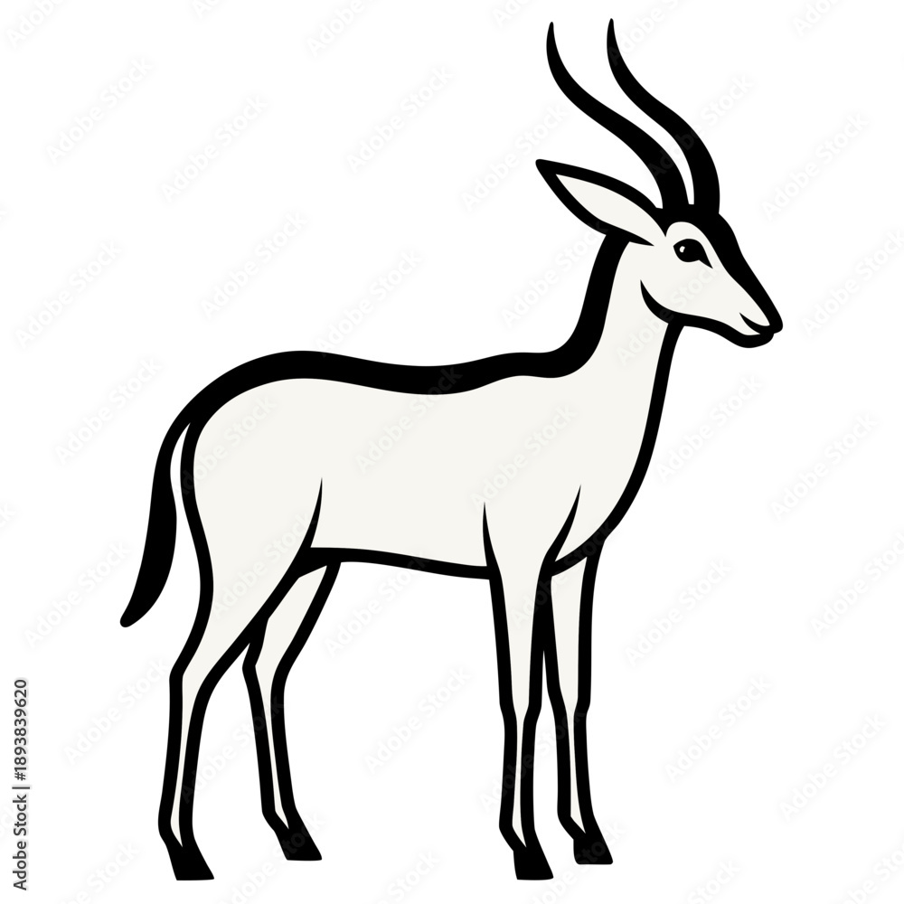 Obraz premium Simple oryx illustration with a thin outline, vector art.
