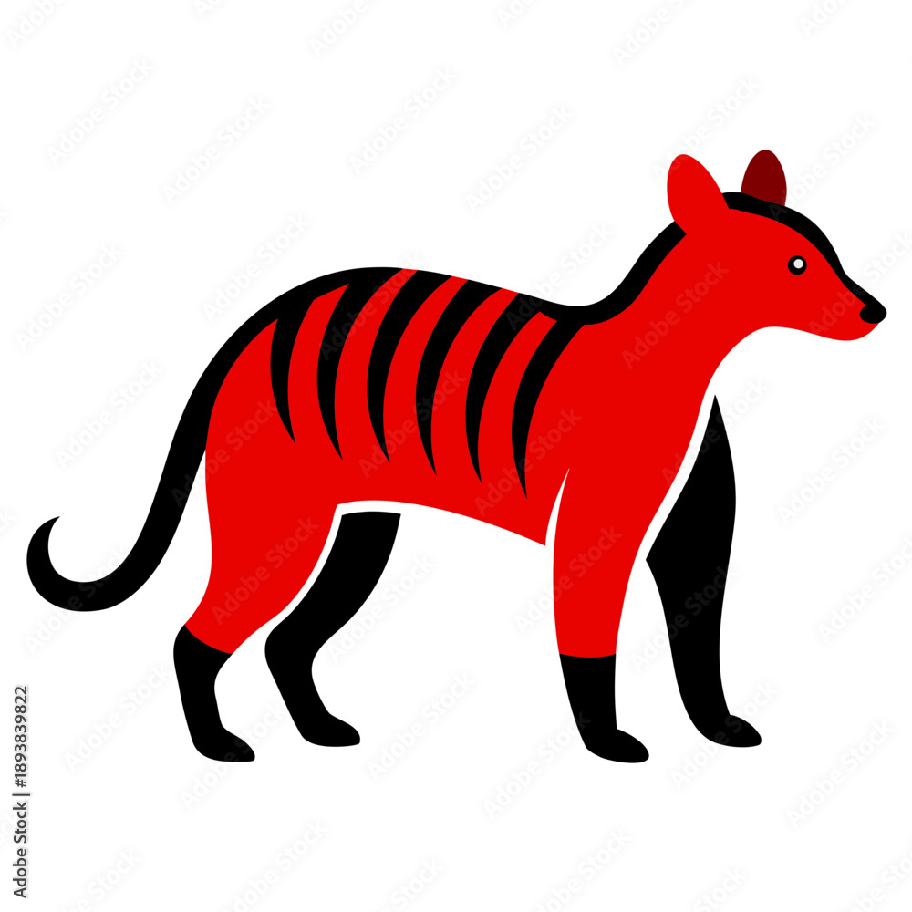 Fototapeta premium Tasmanian Tiger (Thylacine) simplified outline vector art, minimalist style