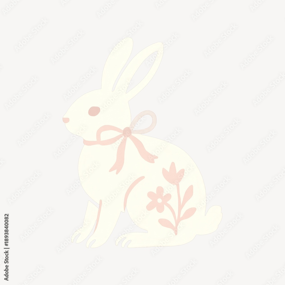 Obraz premium Floral rabbit silhouette illustration.