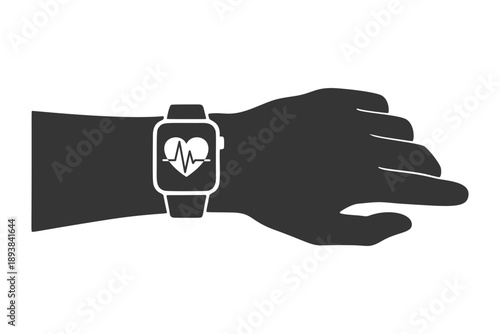 スマートウォッチと心電図のシルエットアイコン