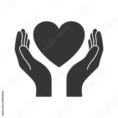 ハートを支える両手のシルエットアイコン
