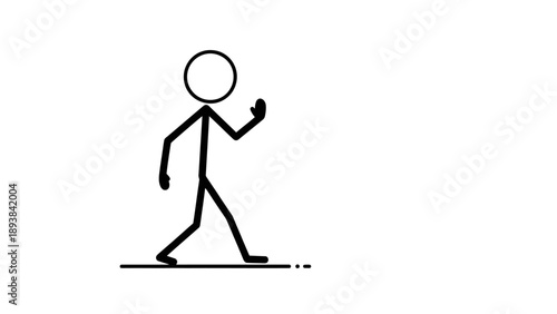 Simple stick figure walking on a plain white background.