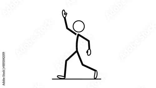 Simple stick figure kneeling with one arm raised in a gesture of prayer or praise.