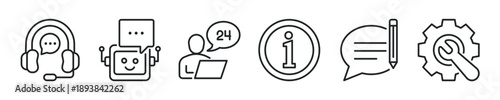 Customer service thin line icon set. Web minimal editable stroke icons