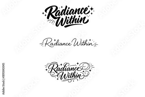 Radiance Within. Create a calligraphy lettering illustration of the phrase: Radiance Within. Render 3